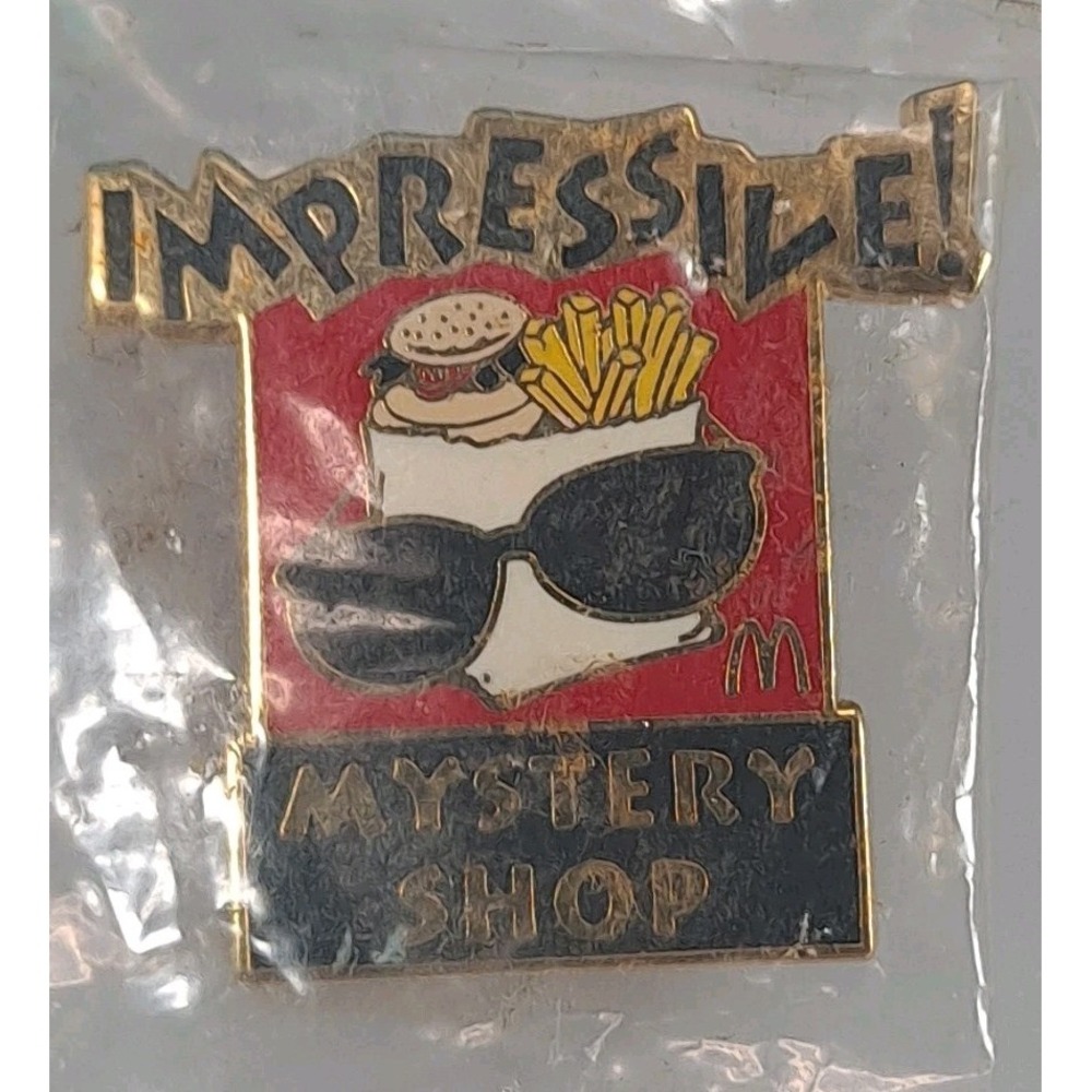 Vintage McDonalds Impressive Mystery‎ Shop Employee Crew  Pin In Original Bag